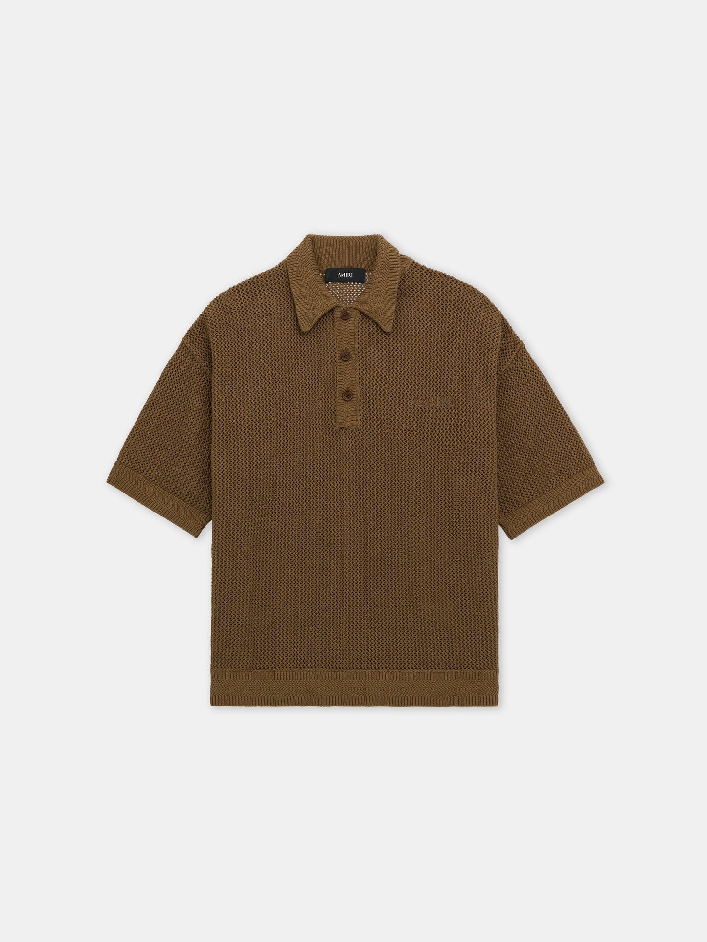 Amiri Crochet Mesh Polo - Espresso | Amiri Online