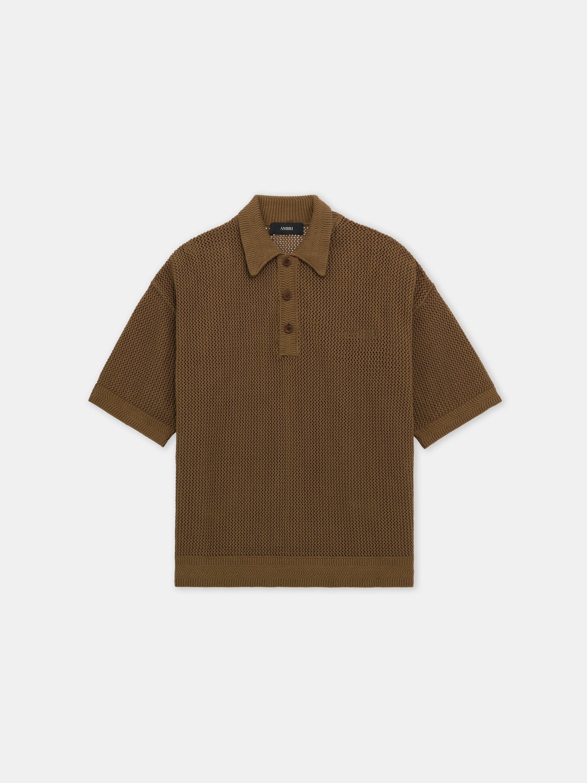 Amiri Crochet Mesh Polo - Espresso | Amiri Online
