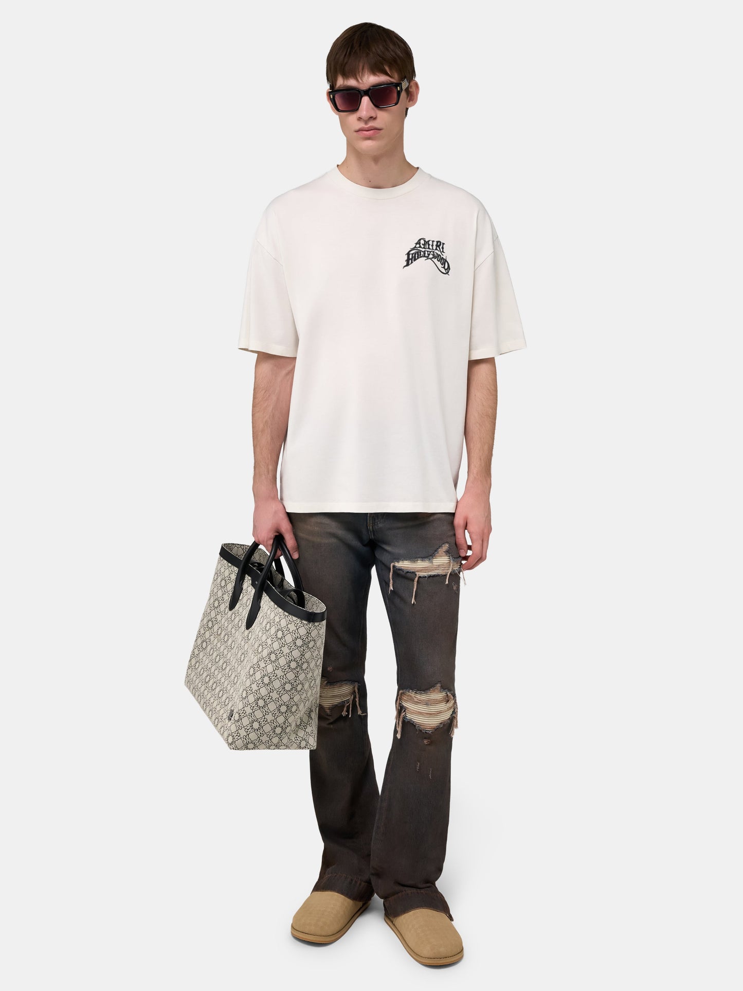 Amiri Hollywood Lightweight Jersey Skate Tee - Ivory | Amiri Online