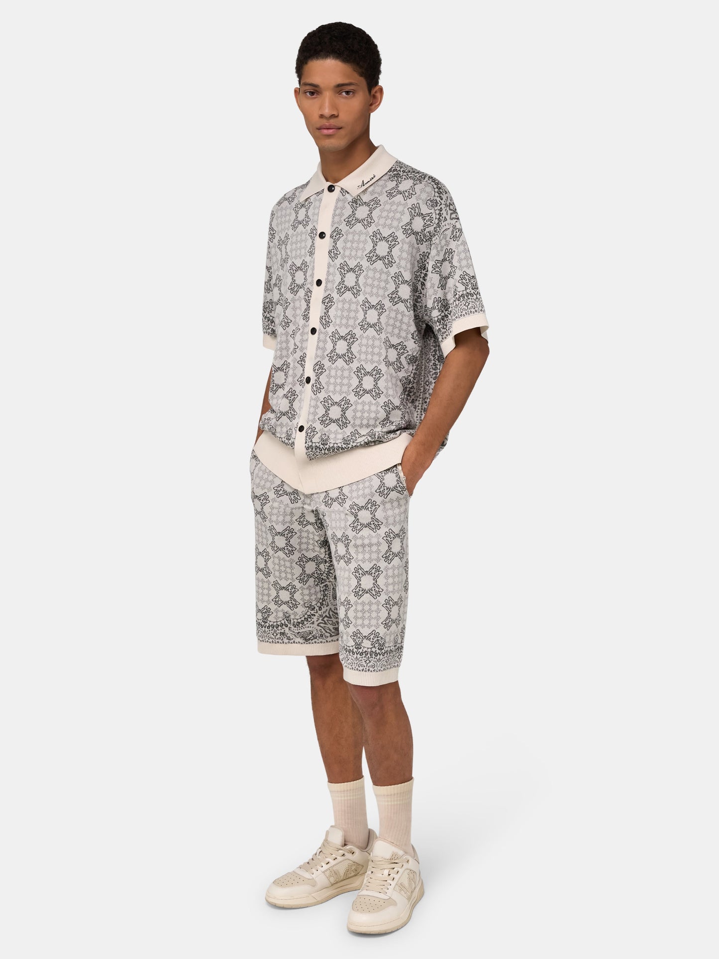 Ma Quad Check Mesh Knit Shirt - Alabaster | Amiri Budget Friendly