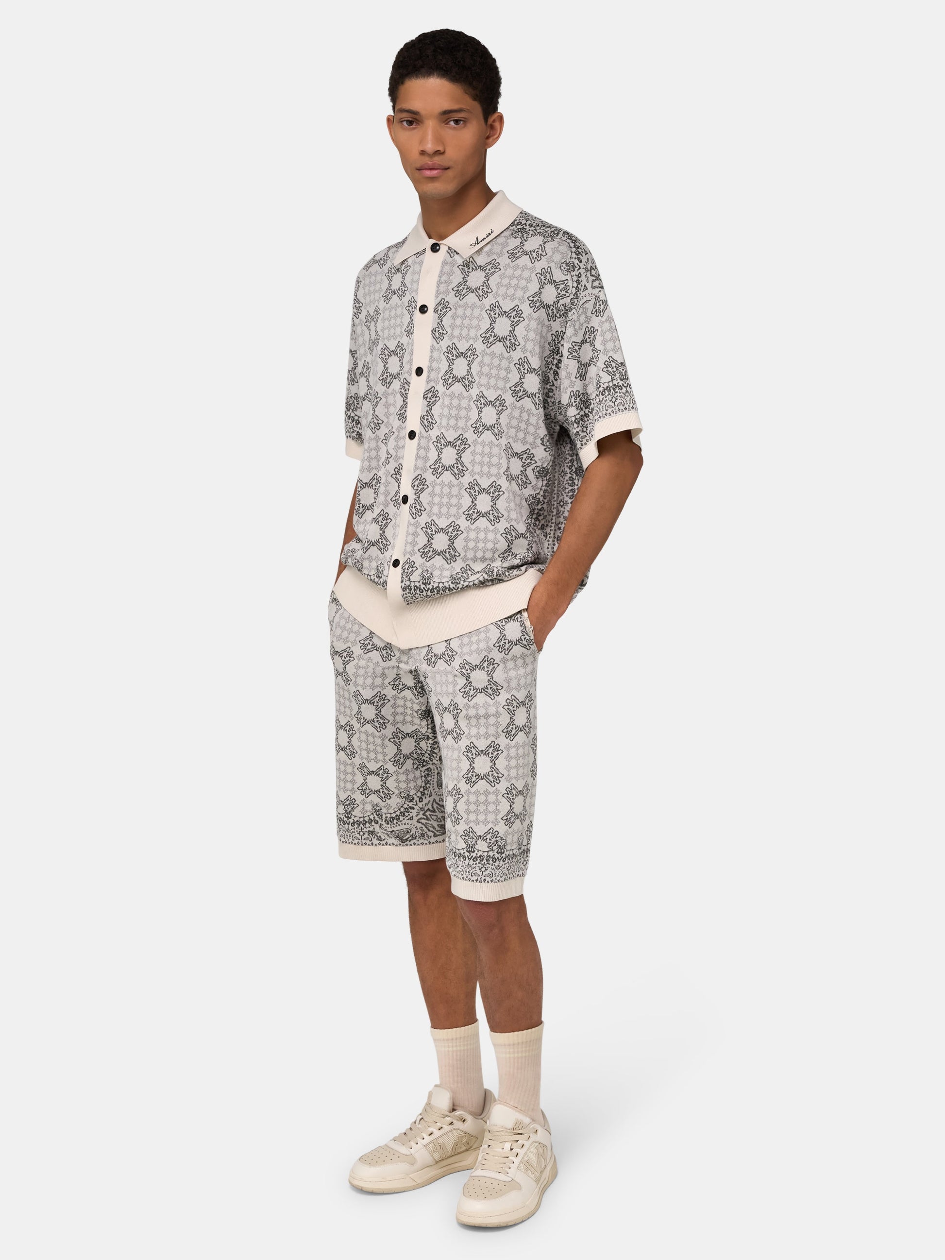 Ma Quad Check Mesh Knit Shirt - Alabaster | Amiri Budget Friendly