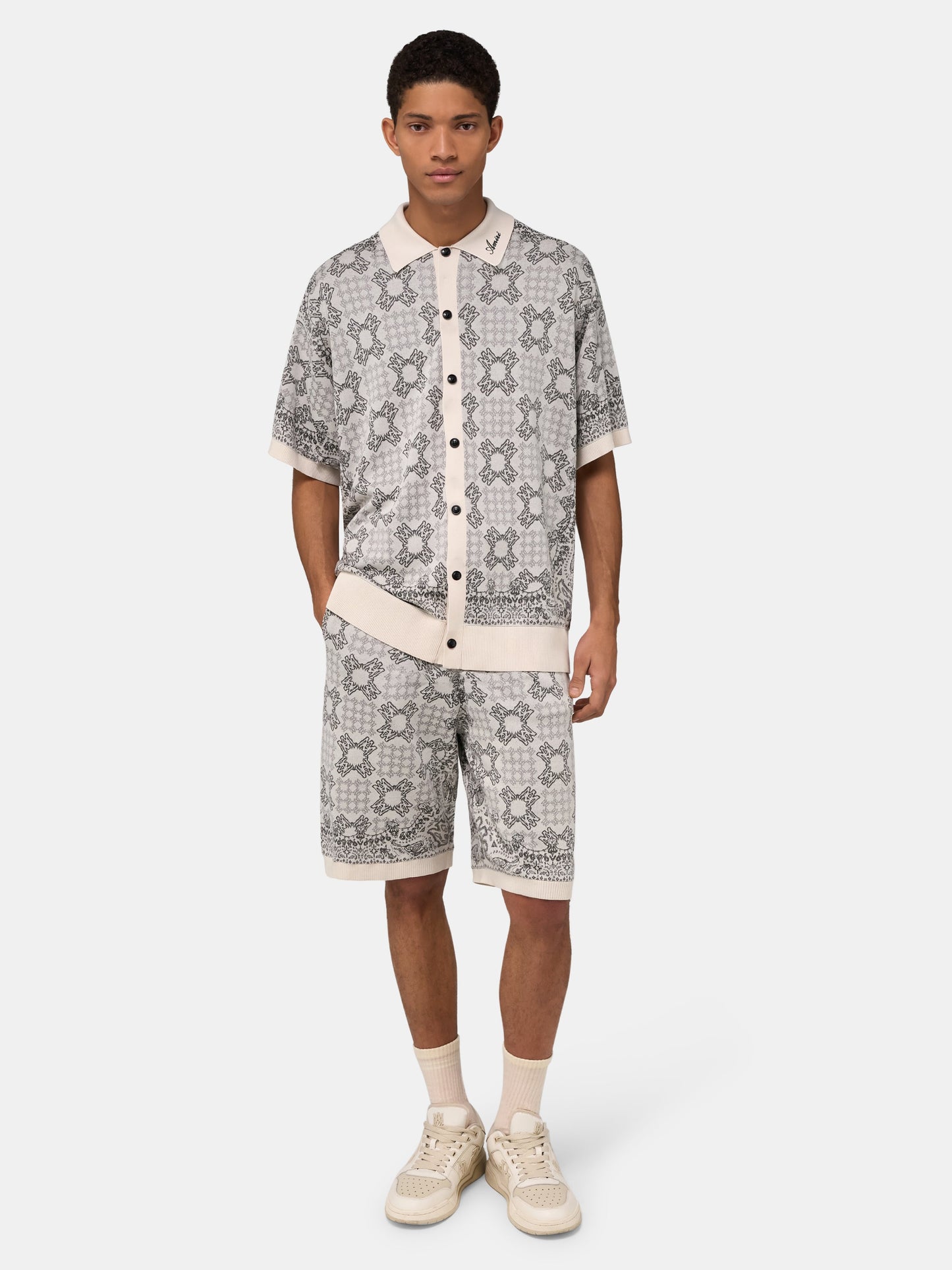 Ma Quad Check Mesh Knit Short - Alabaster | Amiri Great Deal