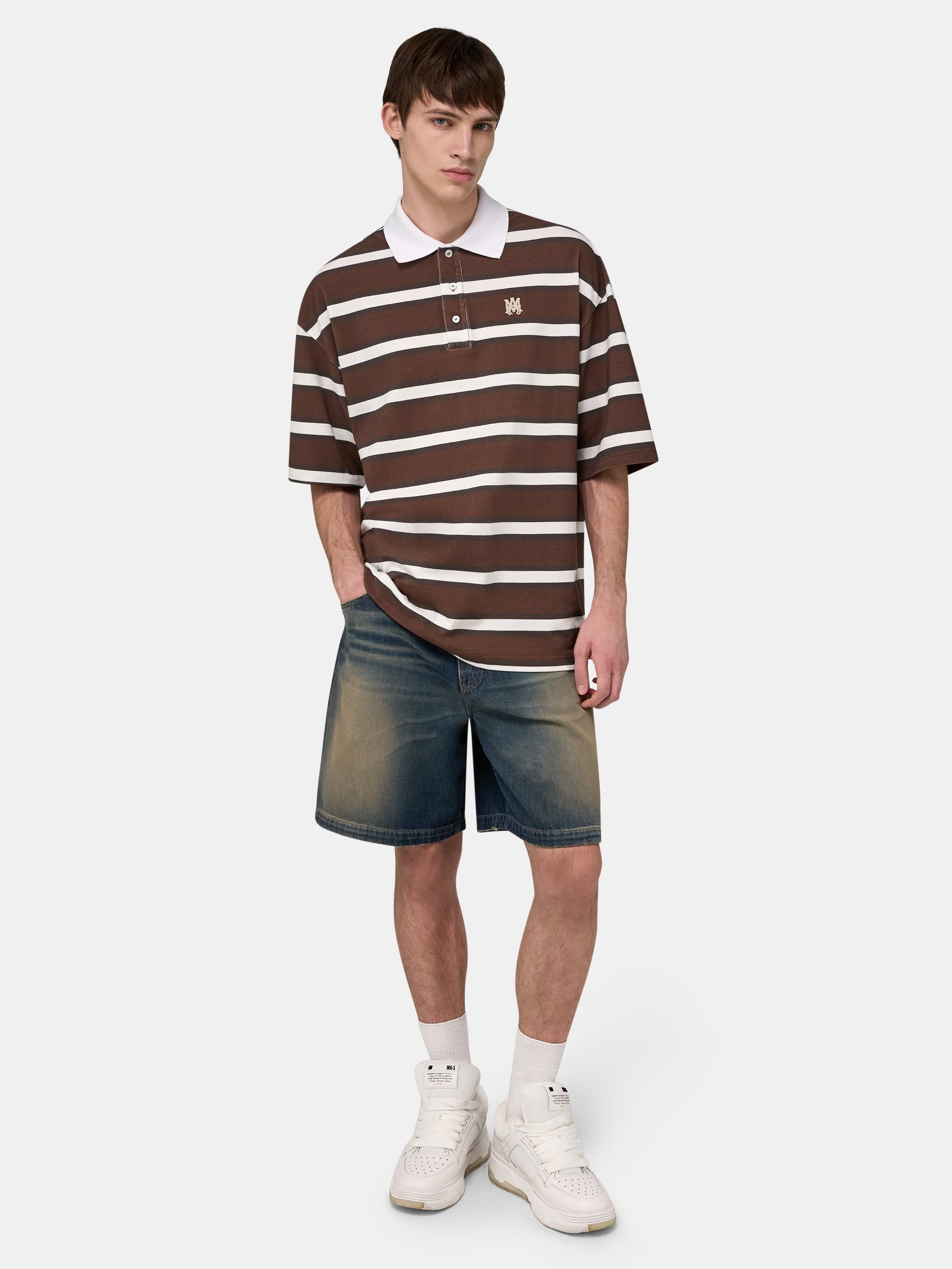 Ma Striped Oversized Polo - Tobacco | Amiri Best Seller