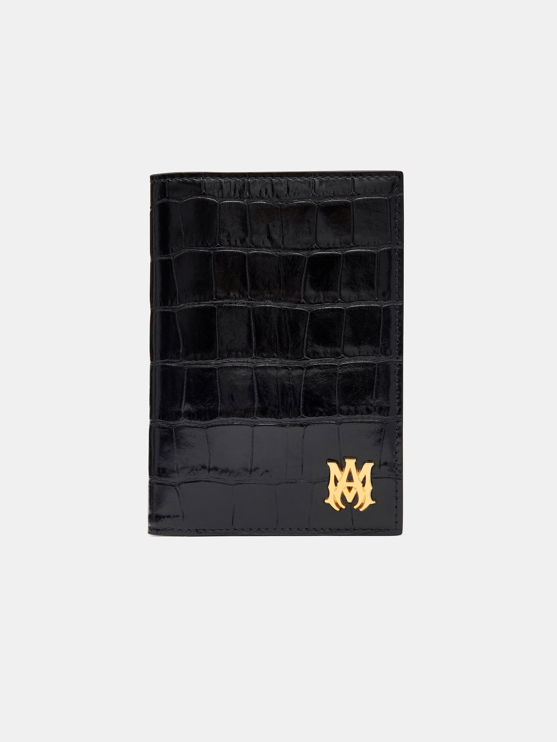 Croc Embossed Passport Holder - Black | Amiri Special Offer