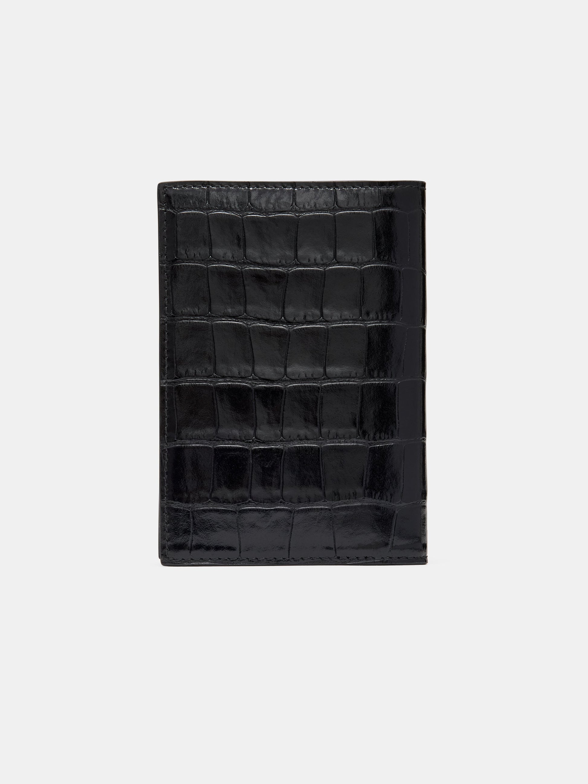 Croc Embossed Passport Holder - Black | Amiri Special Offer