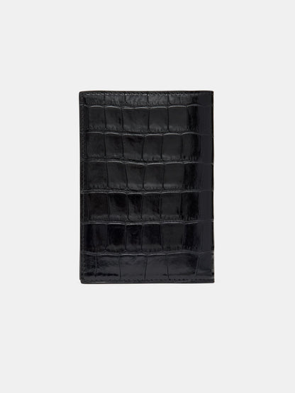 Croc Embossed Passport Holder - Black | Amiri Special Offer