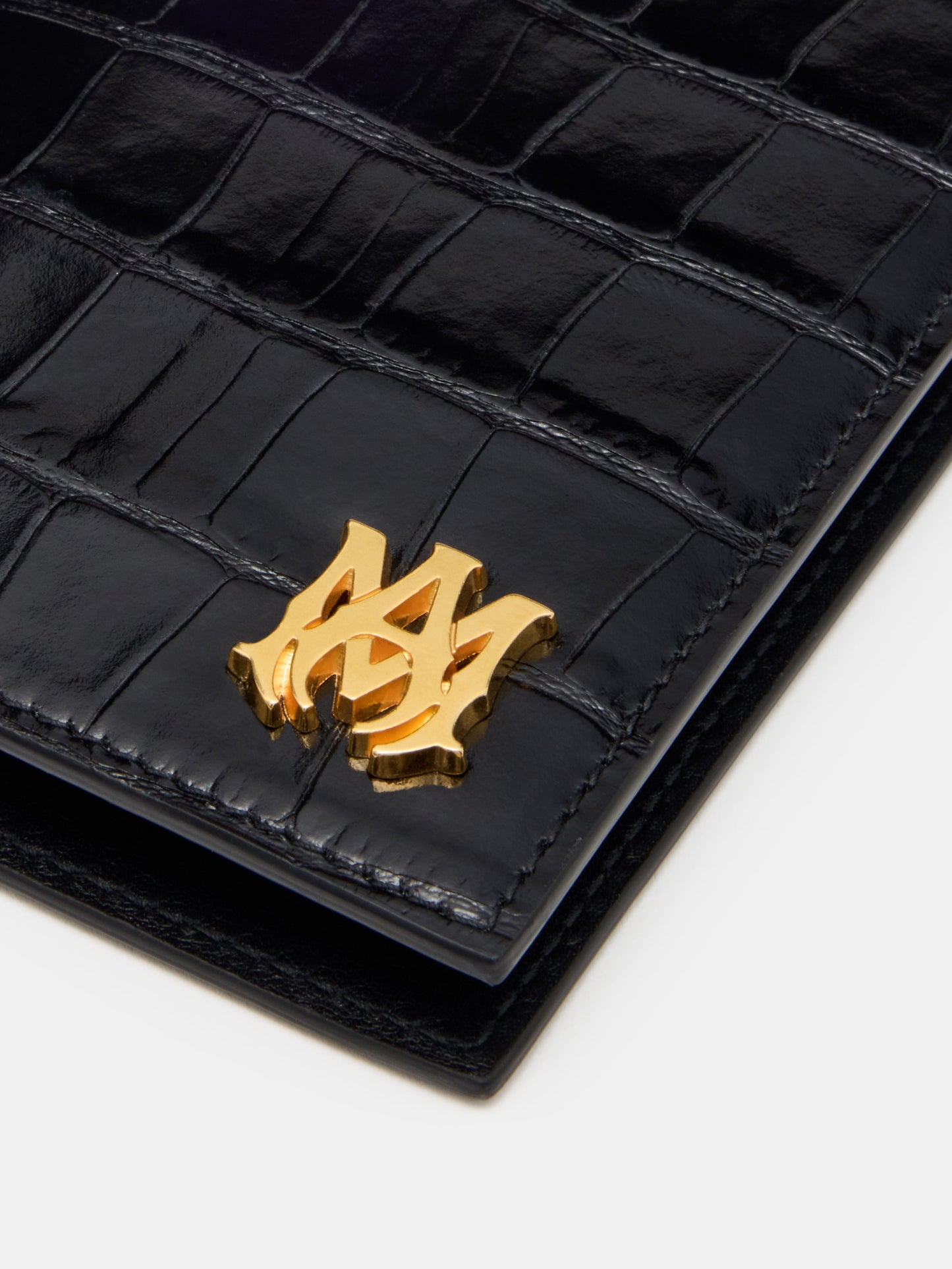 Croc Embossed Passport Holder - Black | Amiri Special Offer