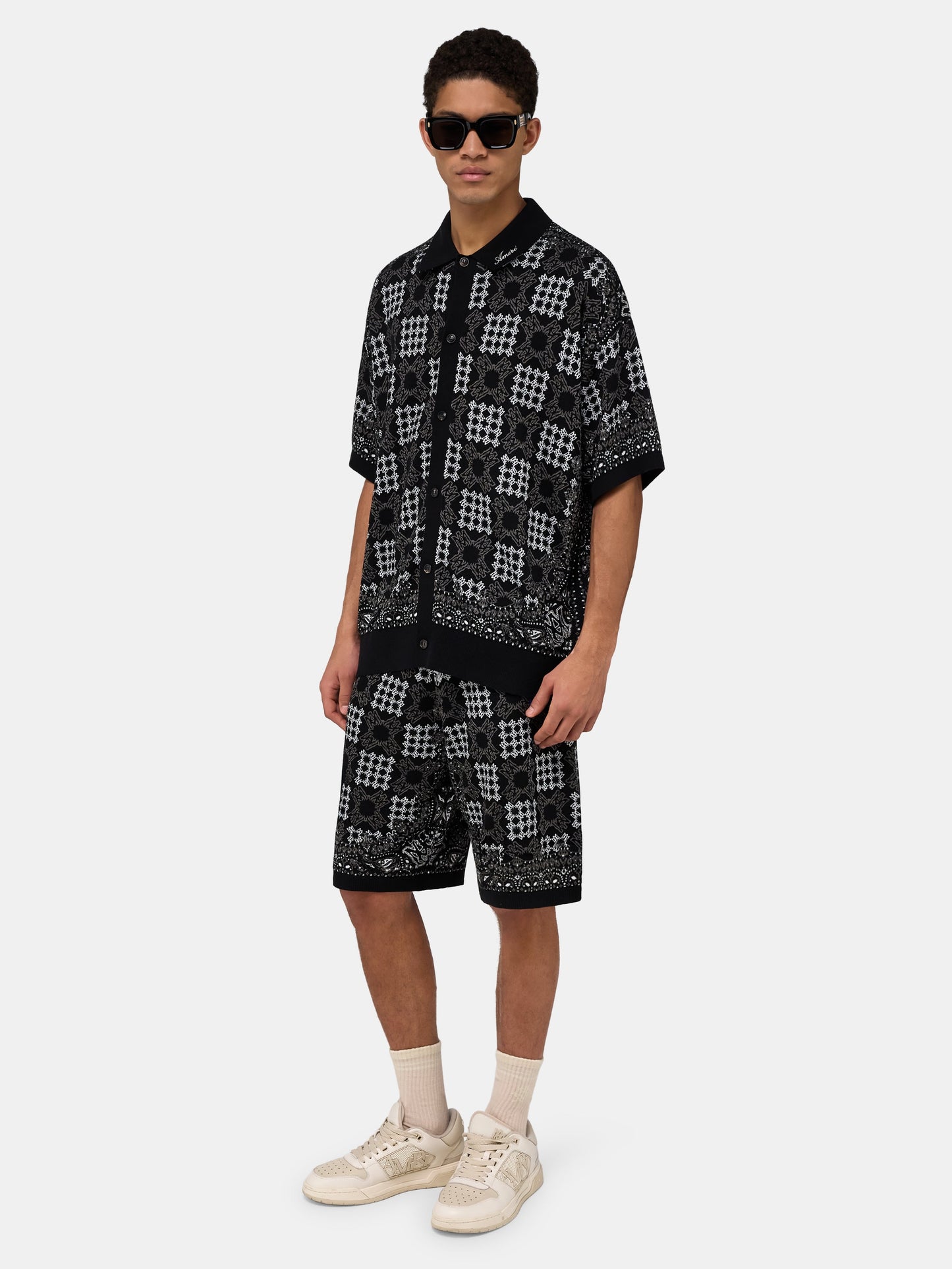 Ma Quad Check Mesh Knit Shirt - Black | Amiri Best Seller