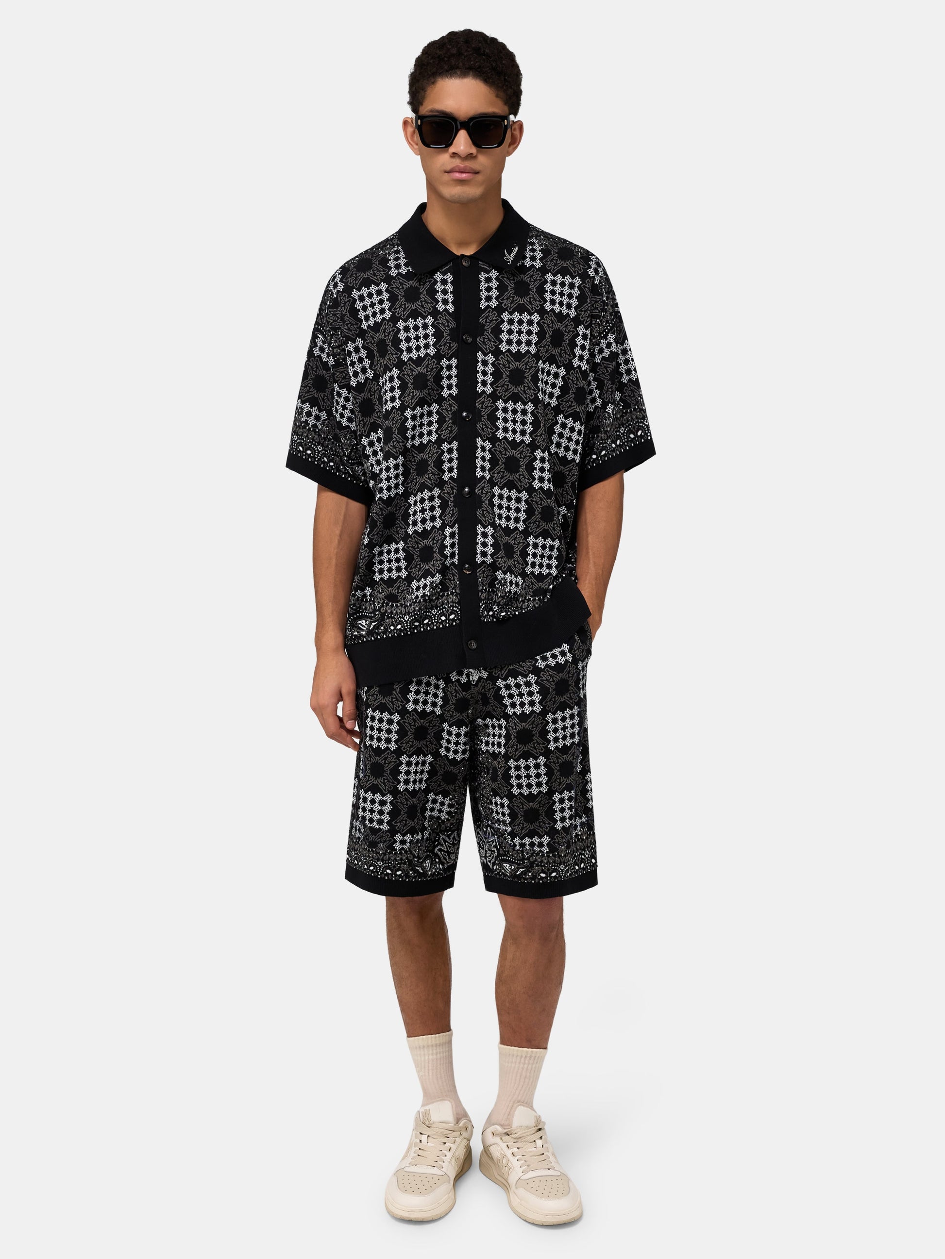 Ma Quad Check Mesh Knit Short - Black | Amiri Sale