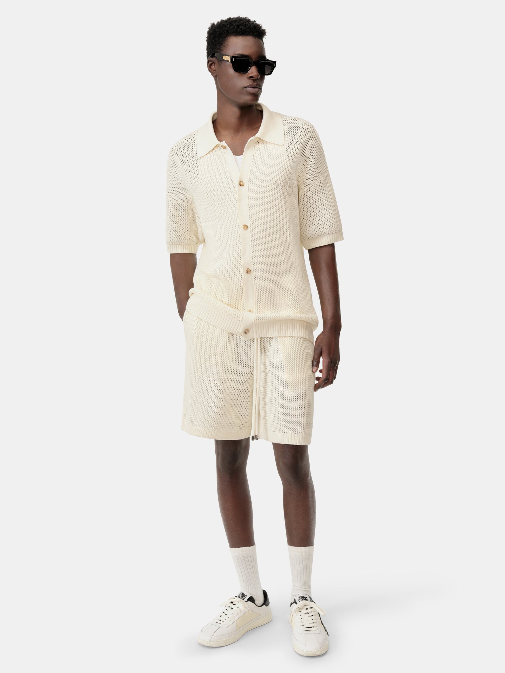 Amiri Crochet Mesh Shirt - Ivory | Amiri Featured
