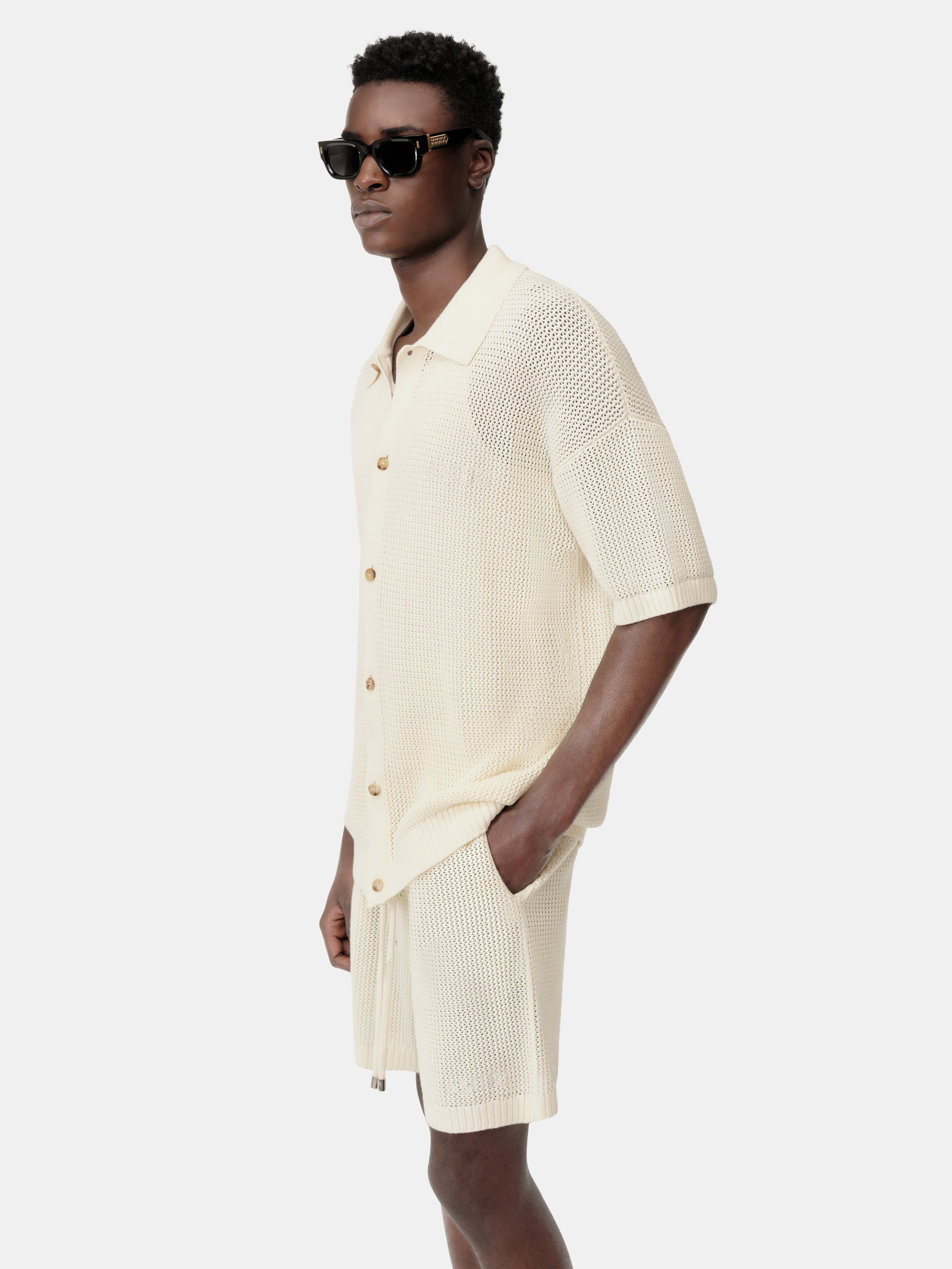 Amiri Crochet Mesh Shirt - Ivory | Amiri Featured