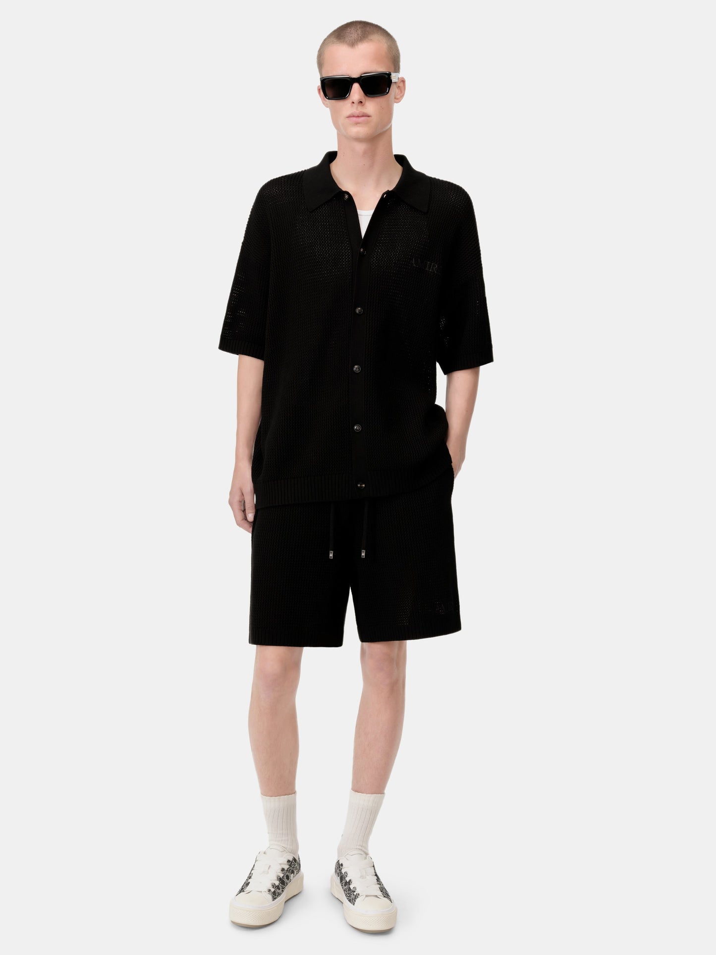 Amiri Crochet Mesh Shirt - Black | Amiri Sale
