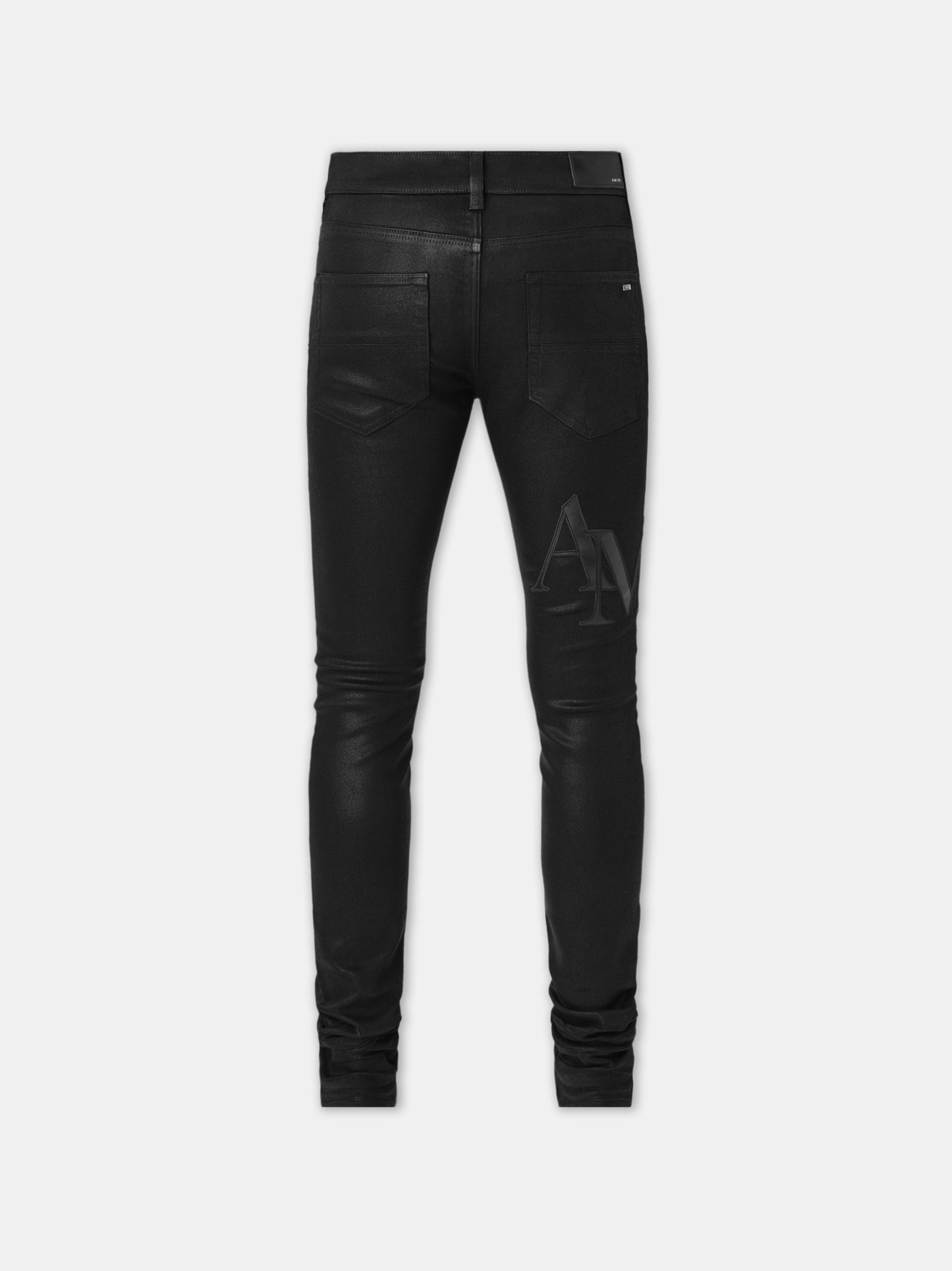 Waxed Staggered Logo Skinny Jean - Black Wax | Amiri Value