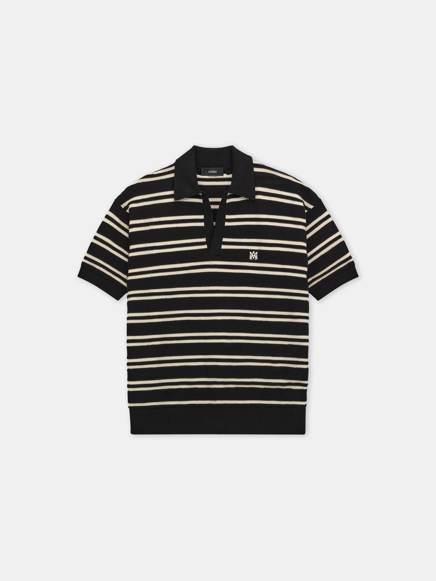 Ma Stripe Knit Ss Polo - Black | Amiri Best Seller