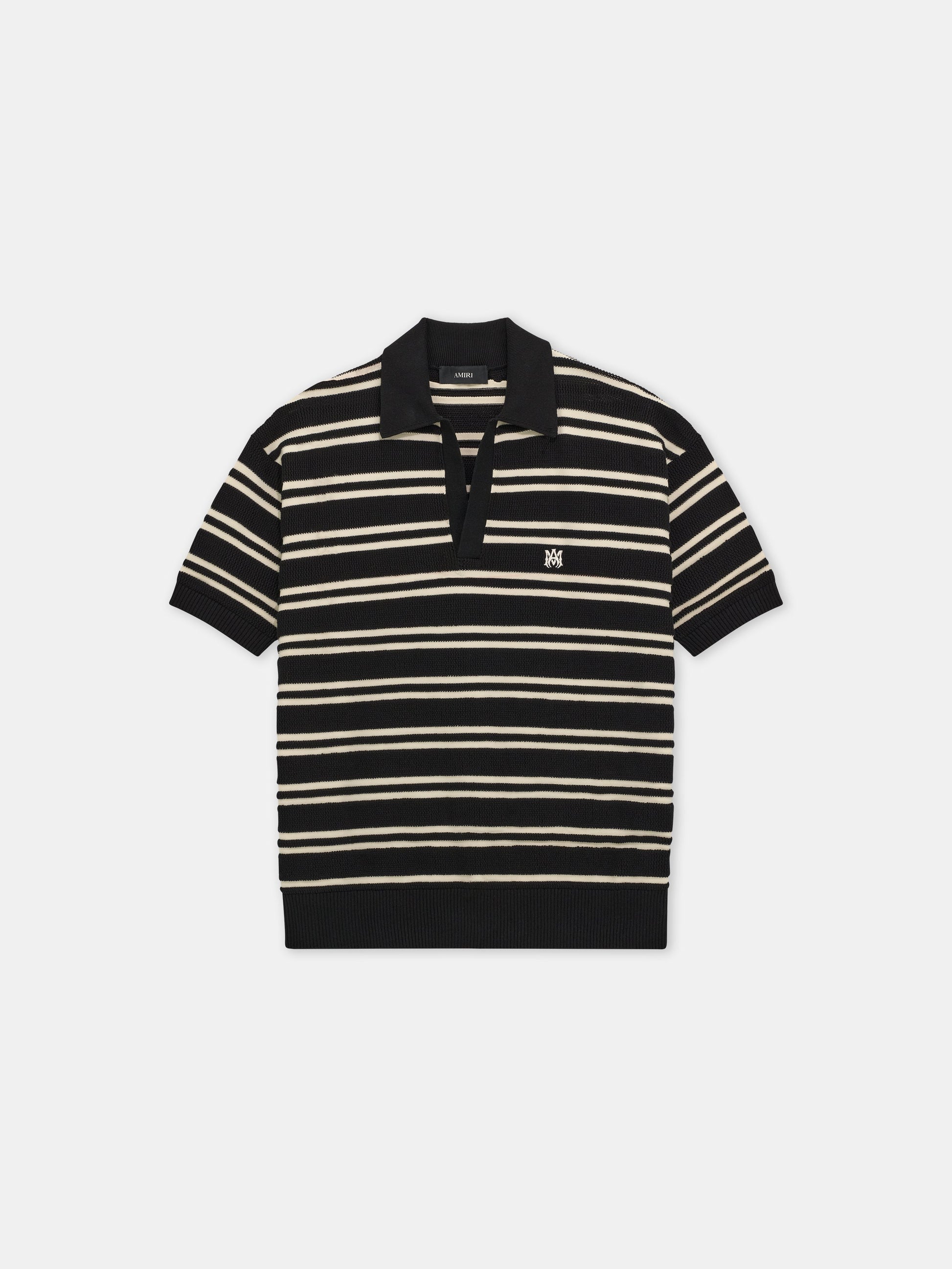 Ma Stripe Knit Ss Polo - Black | Amiri Best Seller