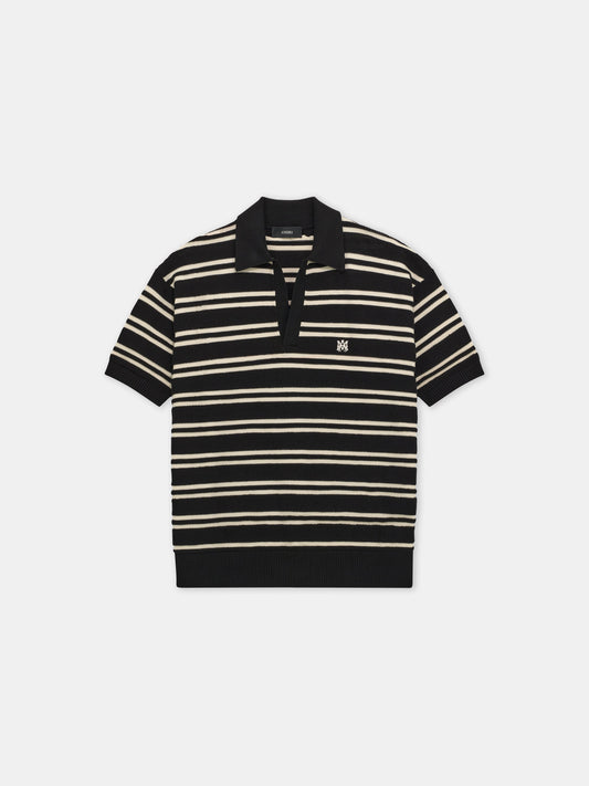 Ma Stripe Knit Ss Polo - Black | Amiri Best Seller