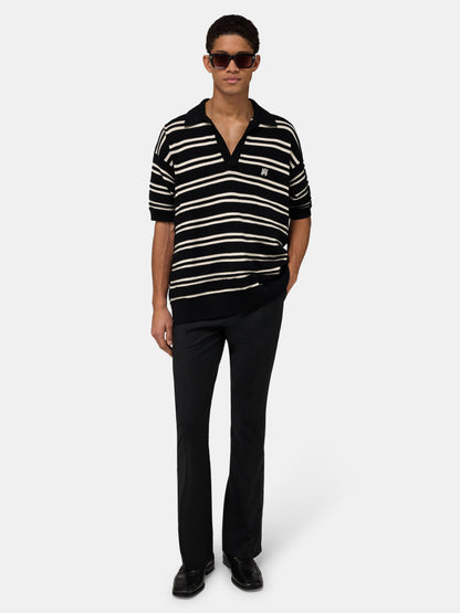 Ma Stripe Knit Ss Polo - Black | Amiri Best Seller