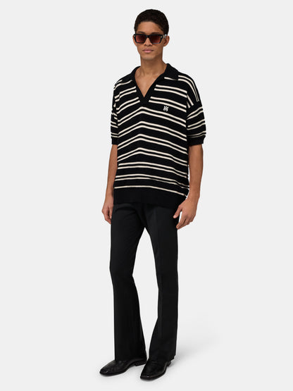 Ma Stripe Knit Ss Polo - Black | Amiri Best Seller