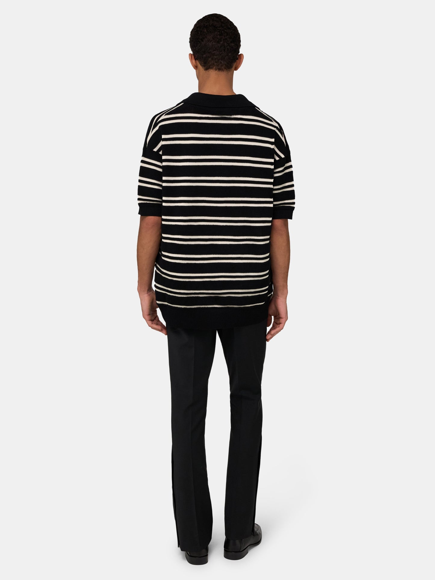 Ma Stripe Knit Ss Polo - Black | Amiri Best Seller