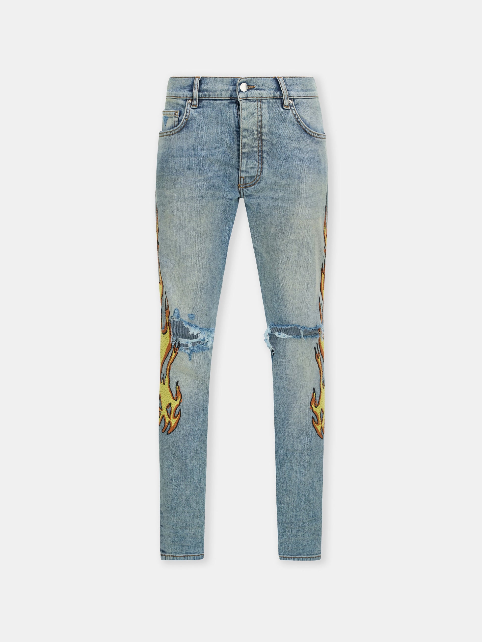 Flames Emb Skinny Jean - Ash Indigo | Amiri Great Deal