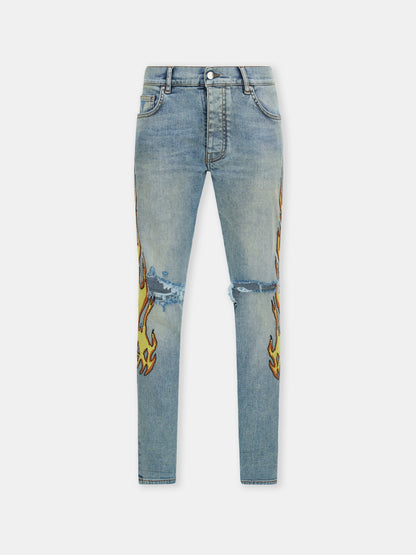 Flames Emb Skinny Jean - Ash Indigo | Amiri Great Deal
