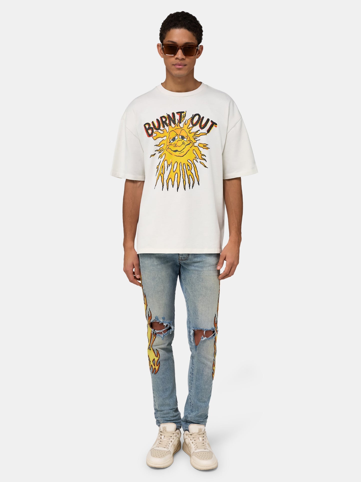 Flames Emb Skinny Jean - Ash Indigo | Amiri Great Deal