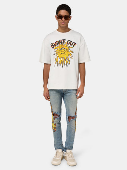 Flames Emb Skinny Jean - Ash Indigo | Amiri Great Deal