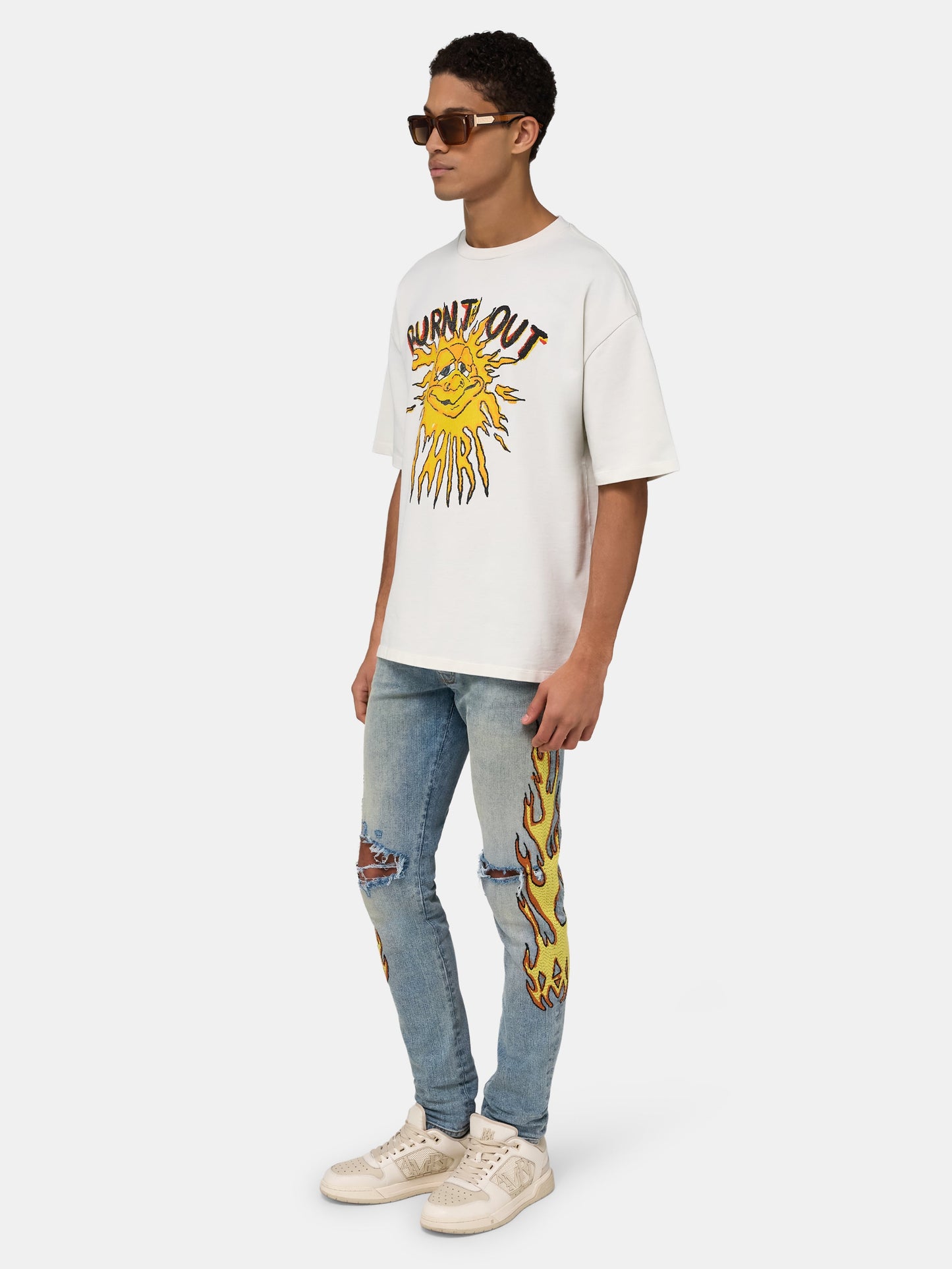 Flames Emb Skinny Jean - Ash Indigo | Amiri Great Deal