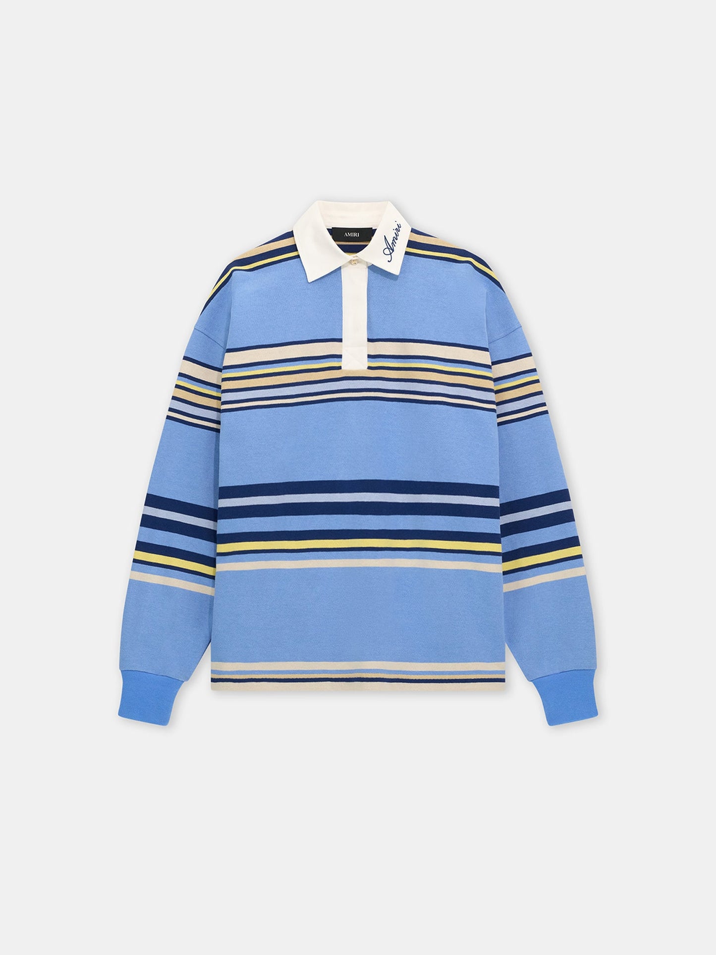 Striped Oversized Long Sleeve Polo - Blue | Amiri Online