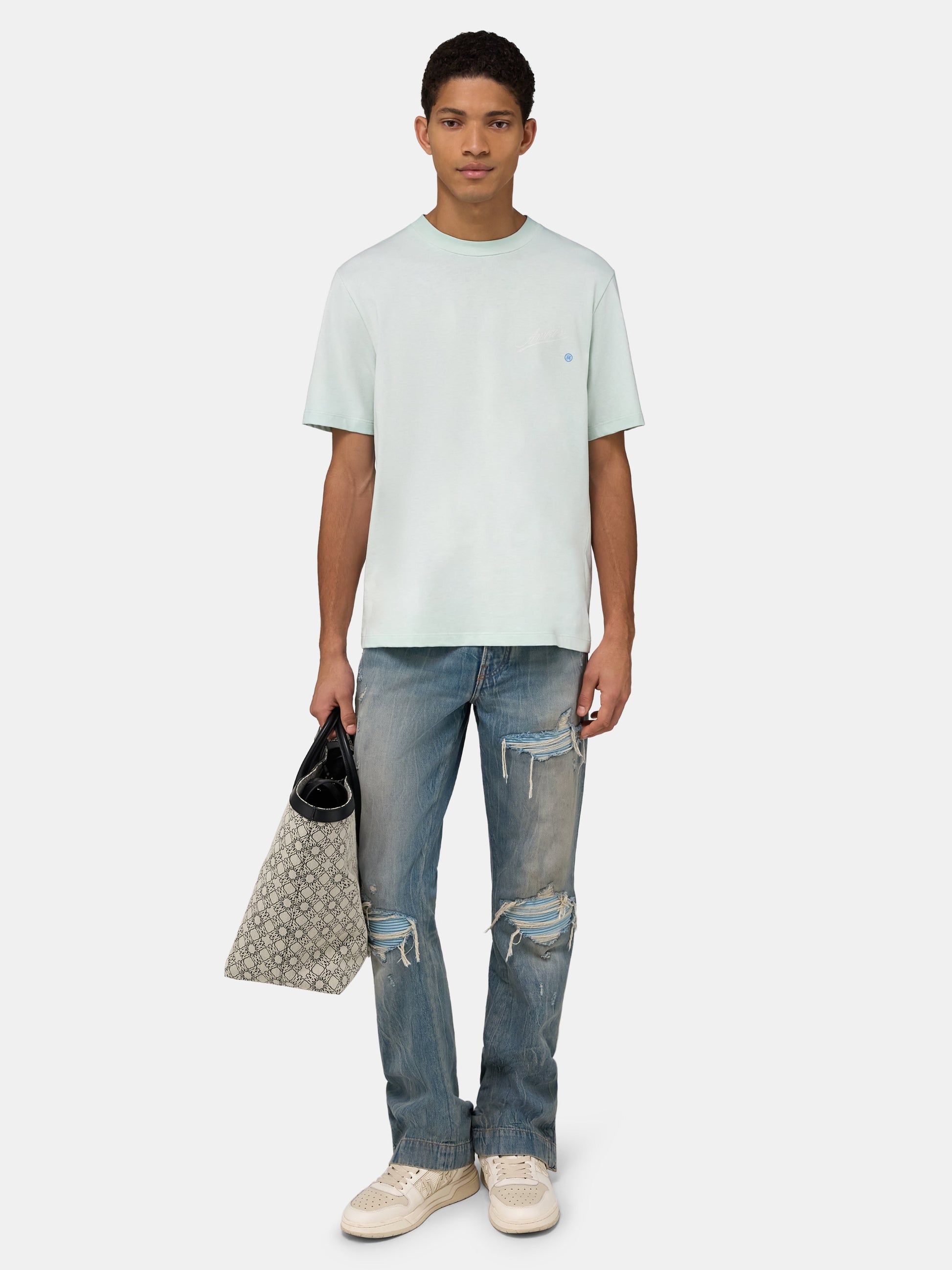 Amiri Quality Goods Label Tee - Powder Teal | Amiri Budget Friendly