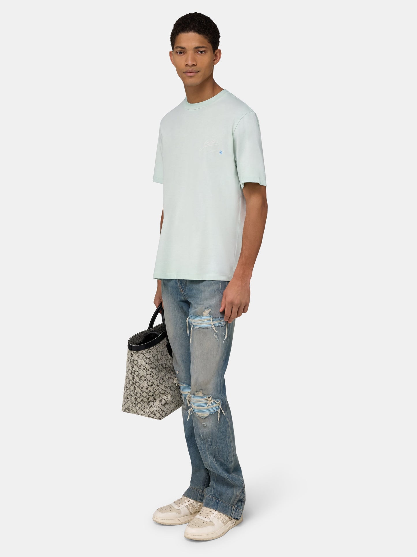 Amiri Quality Goods Label Tee - Powder Teal | Amiri Budget Friendly