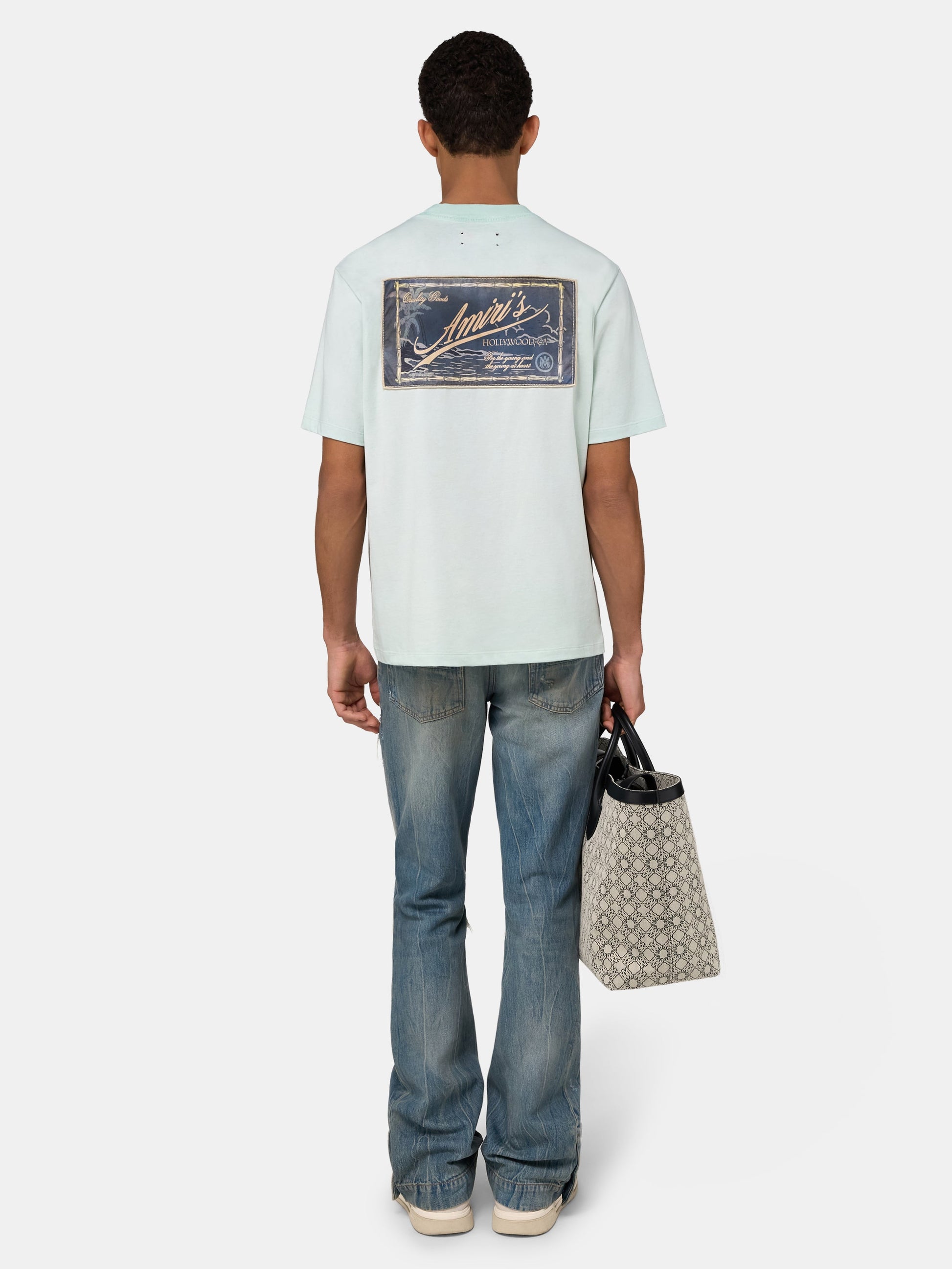 Amiri Quality Goods Label Tee - Powder Teal | Amiri Budget Friendly