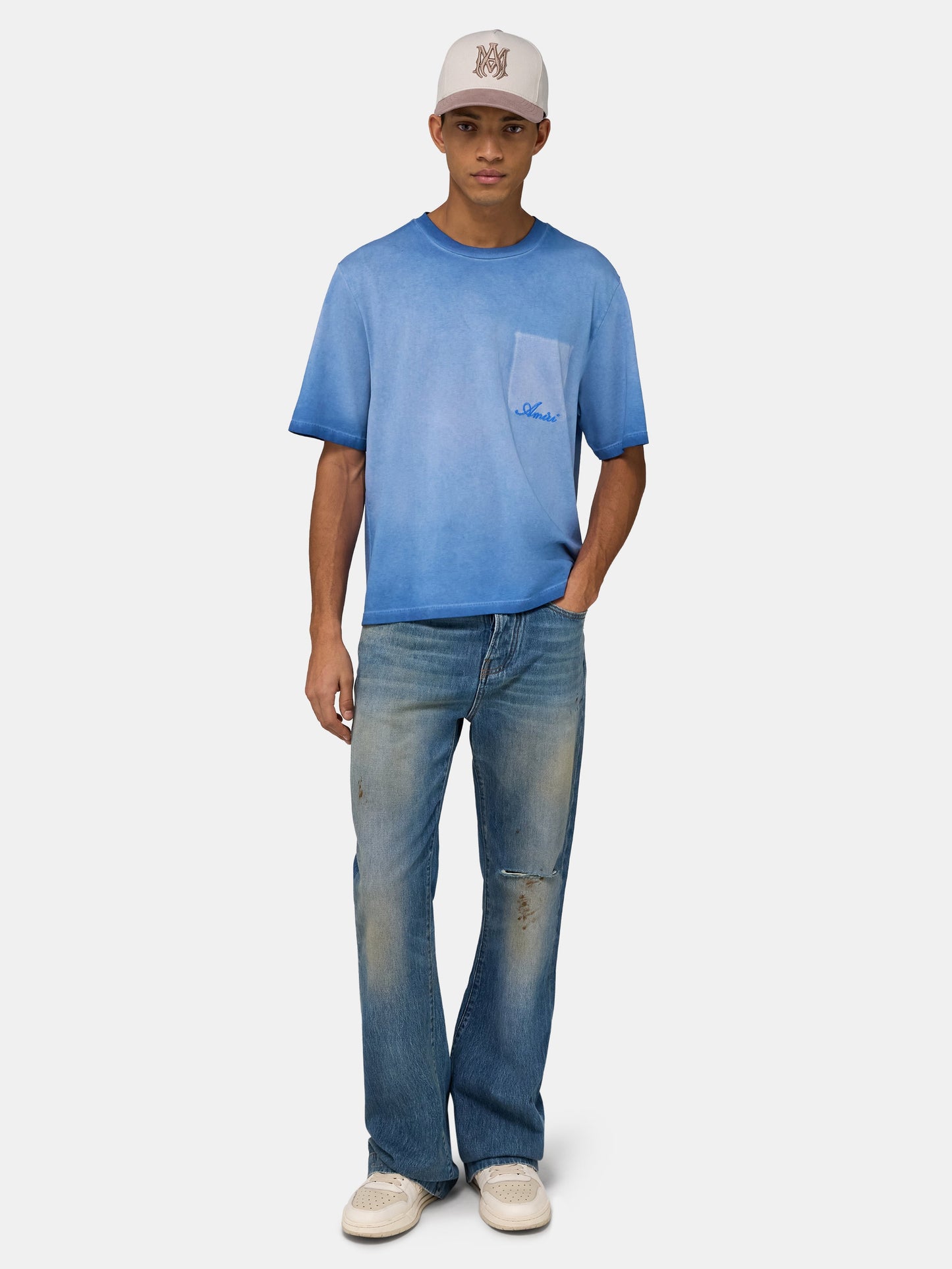 Faded Pocket Box Tee - Sapphire | Amiri Featured