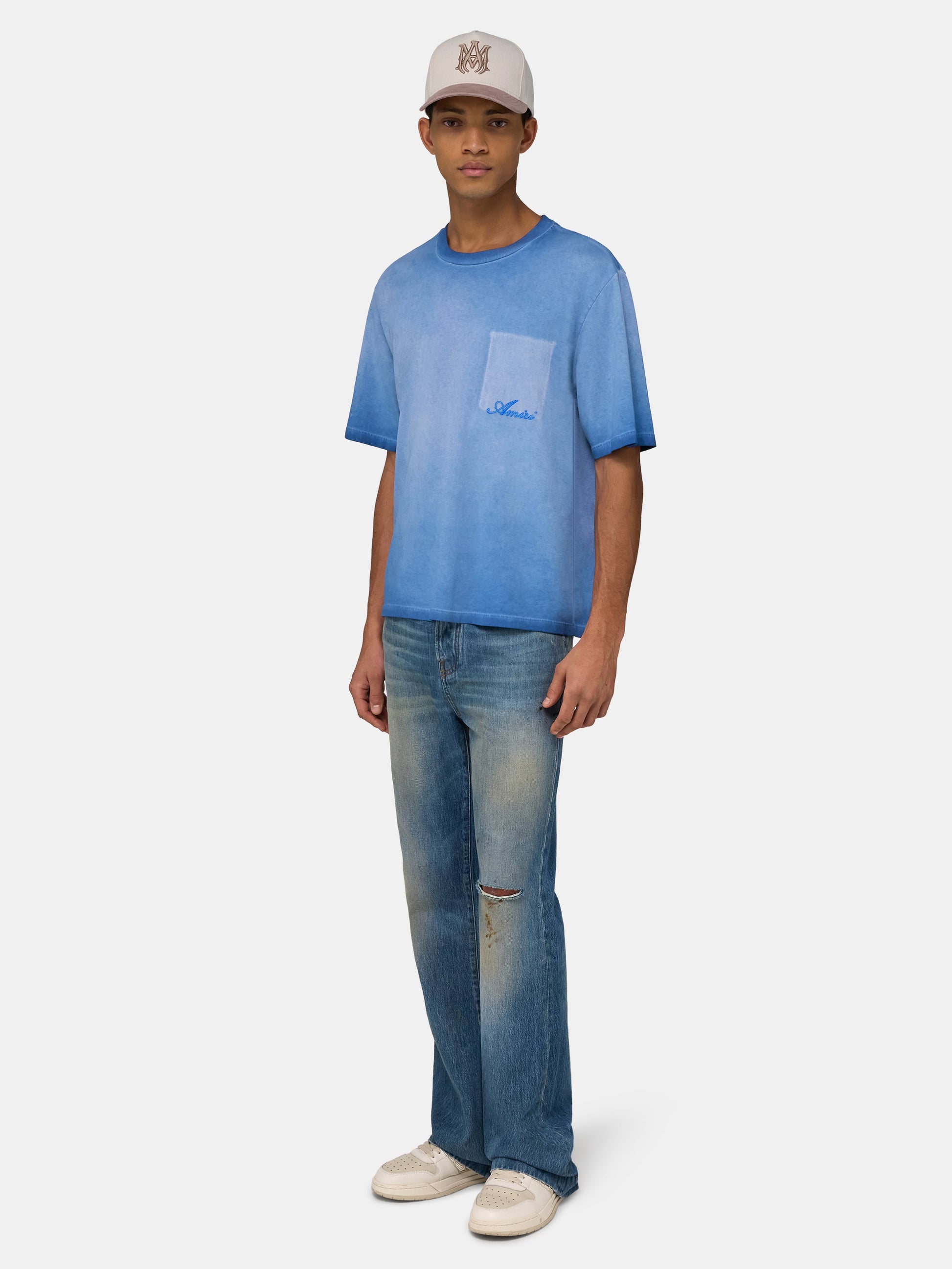 Faded Pocket Box Tee - Sapphire | Amiri Featured