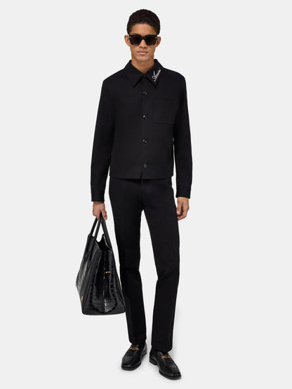 Script Collar Shirt Jacket - Black | Amiri Affordable