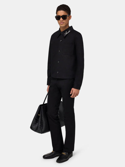 Script Collar Shirt Jacket - Black | Amiri Affordable