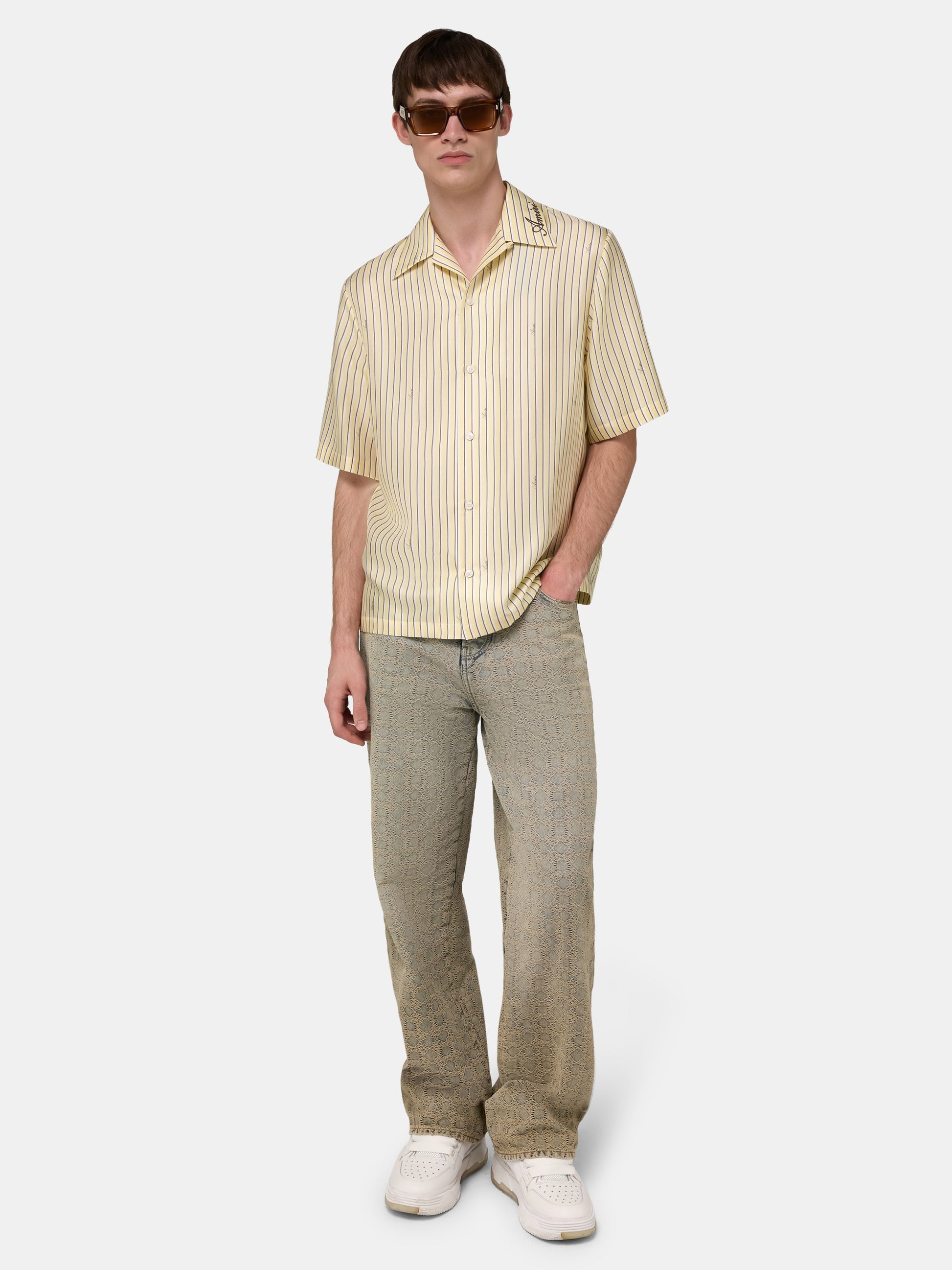Amiri Script Bowling Shirt - Sherbet Yellow | Amiri Budget Friendly
