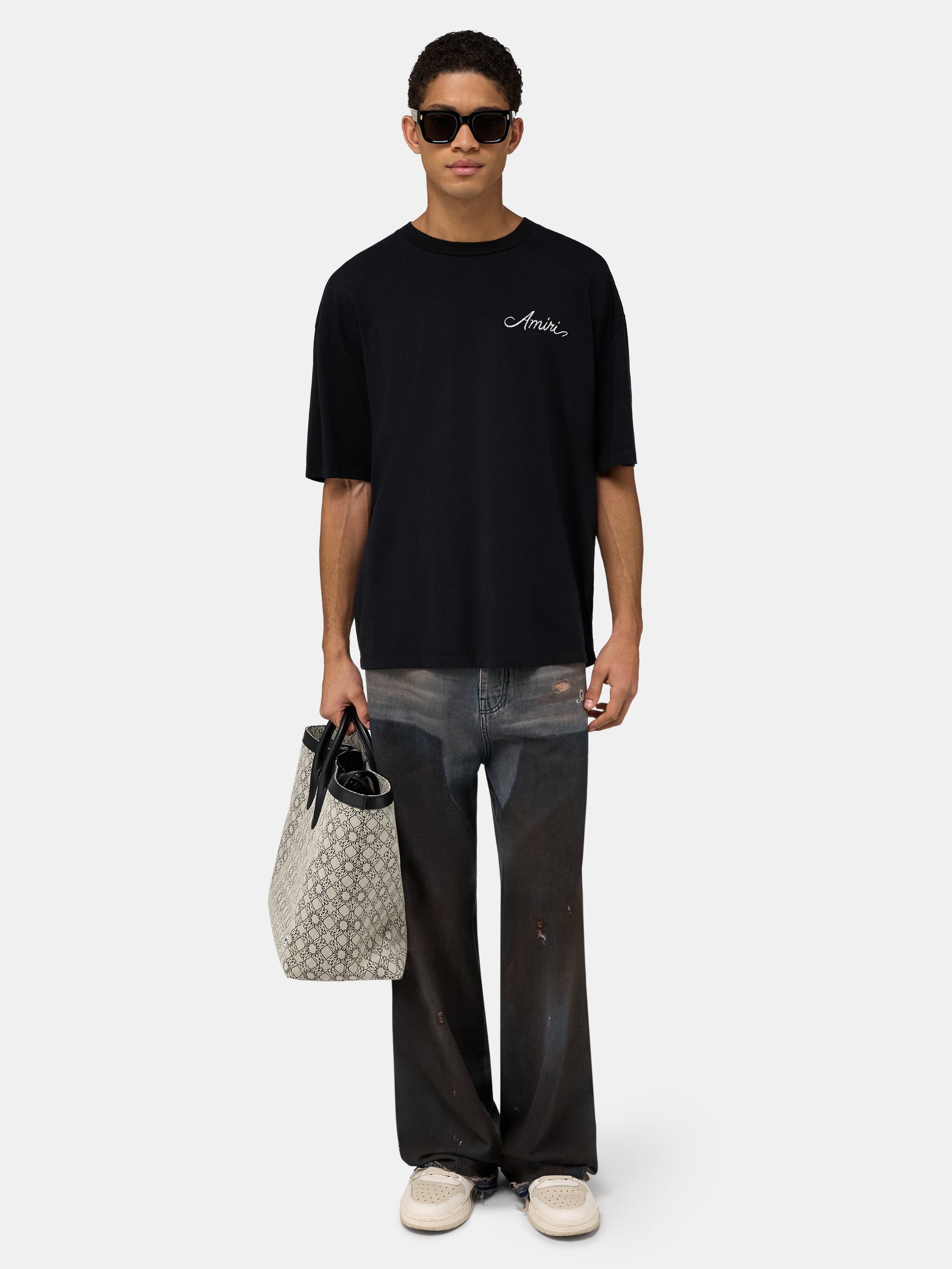 Ma Quad Checkerboard Oversized Tee - Black | Amiri Affordable