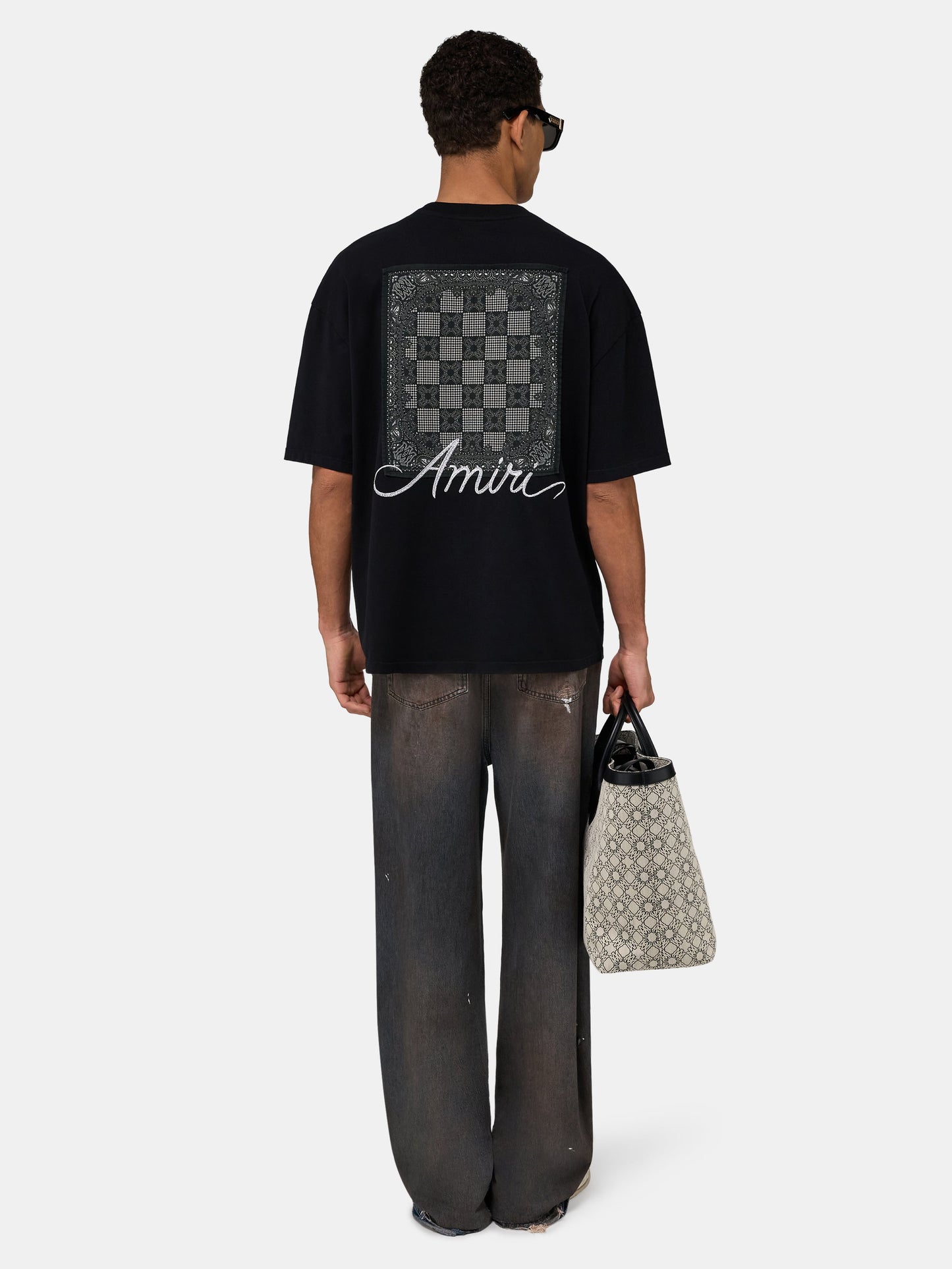 Ma Quad Checkerboard Oversized Tee - Black | Amiri Affordable