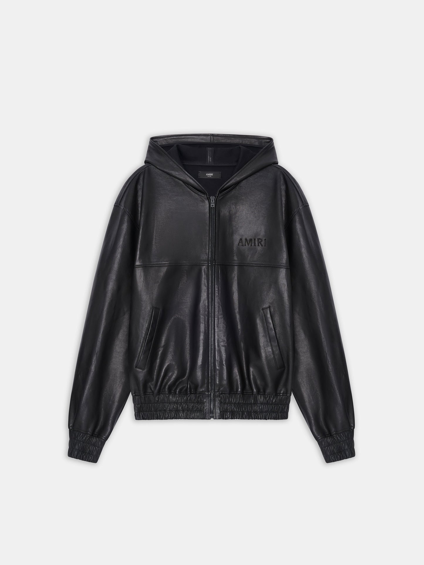Leather Oversized Zip Hoodie - Black | Amiri Featured