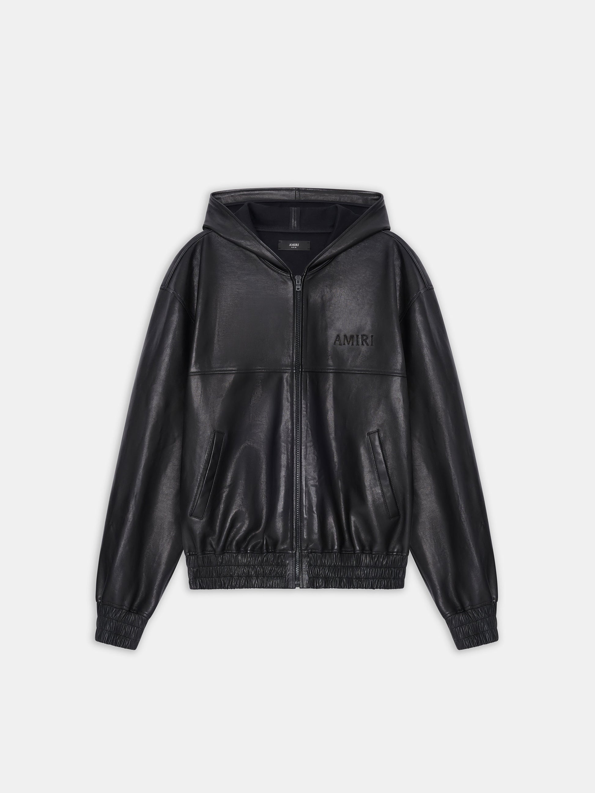 Leather Oversized Zip Hoodie - Black | Amiri Featured