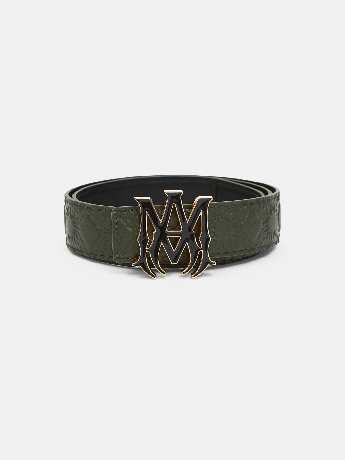 Ma Quad Leather 4cm Belt - Dark Sage | Amiri Online