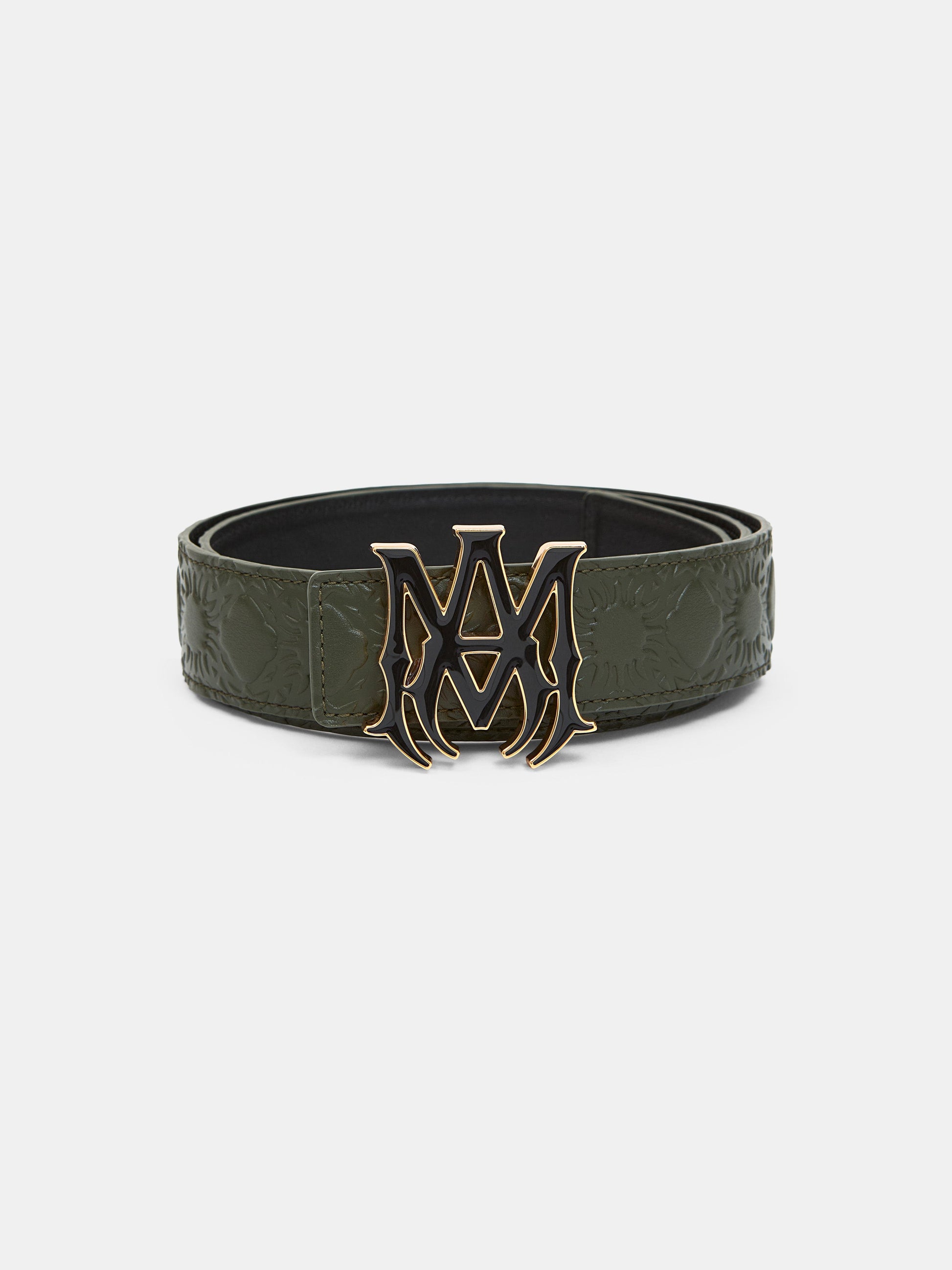 Ma Quad Leather 4cm Belt - Dark Sage | Amiri Online