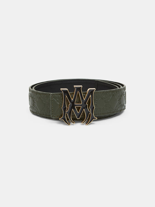 Ma Quad Leather 4cm Belt - Dark Sage | Amiri Online