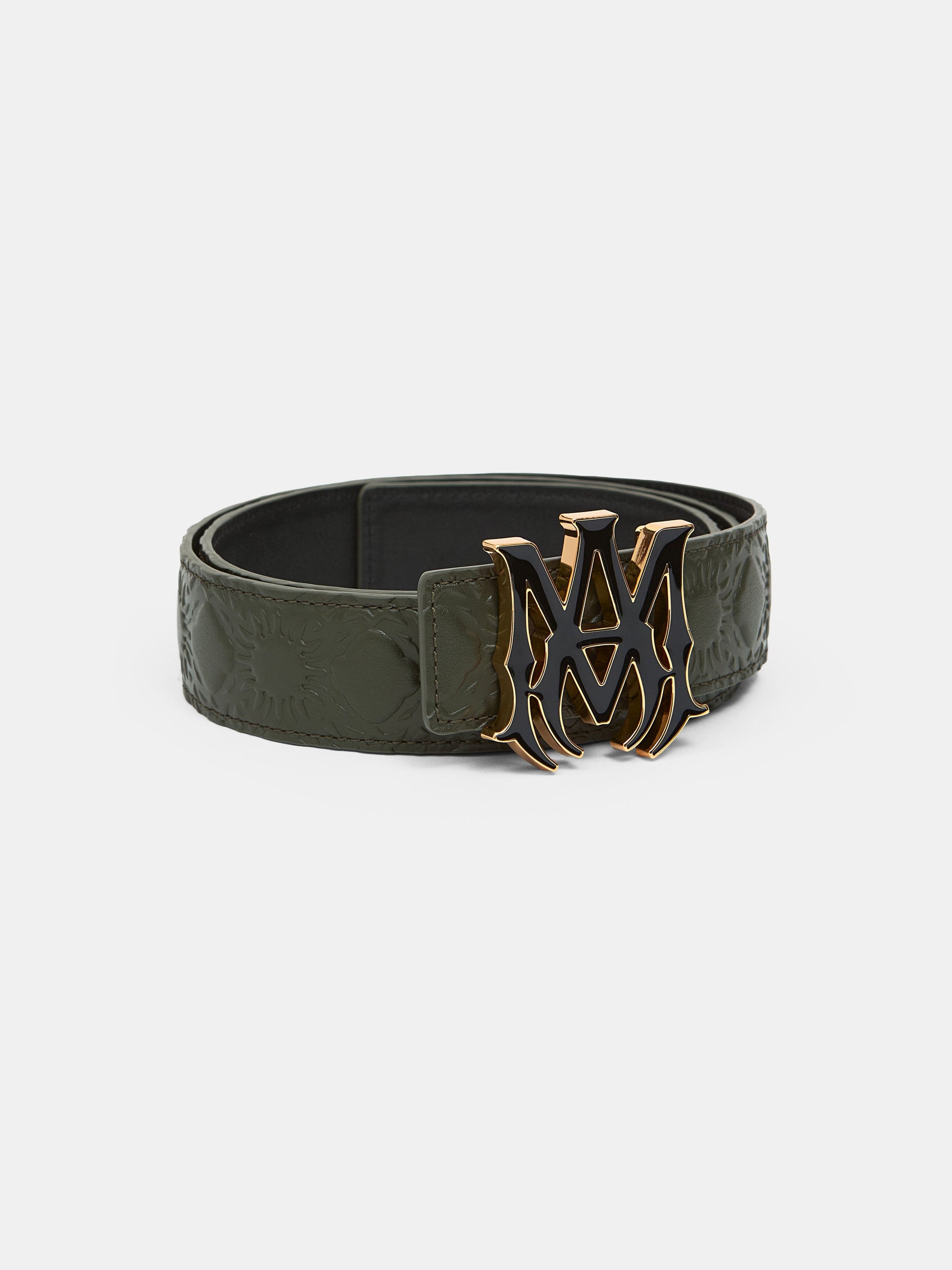 Ma Quad Leather 4cm Belt - Dark Sage | Amiri Online