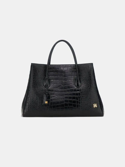 Embossed Croc Honey 50 Tote - Black | Amiri Online