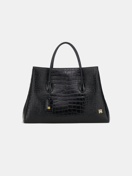 Embossed Croc Honey 50 Tote - Black | Amiri Online