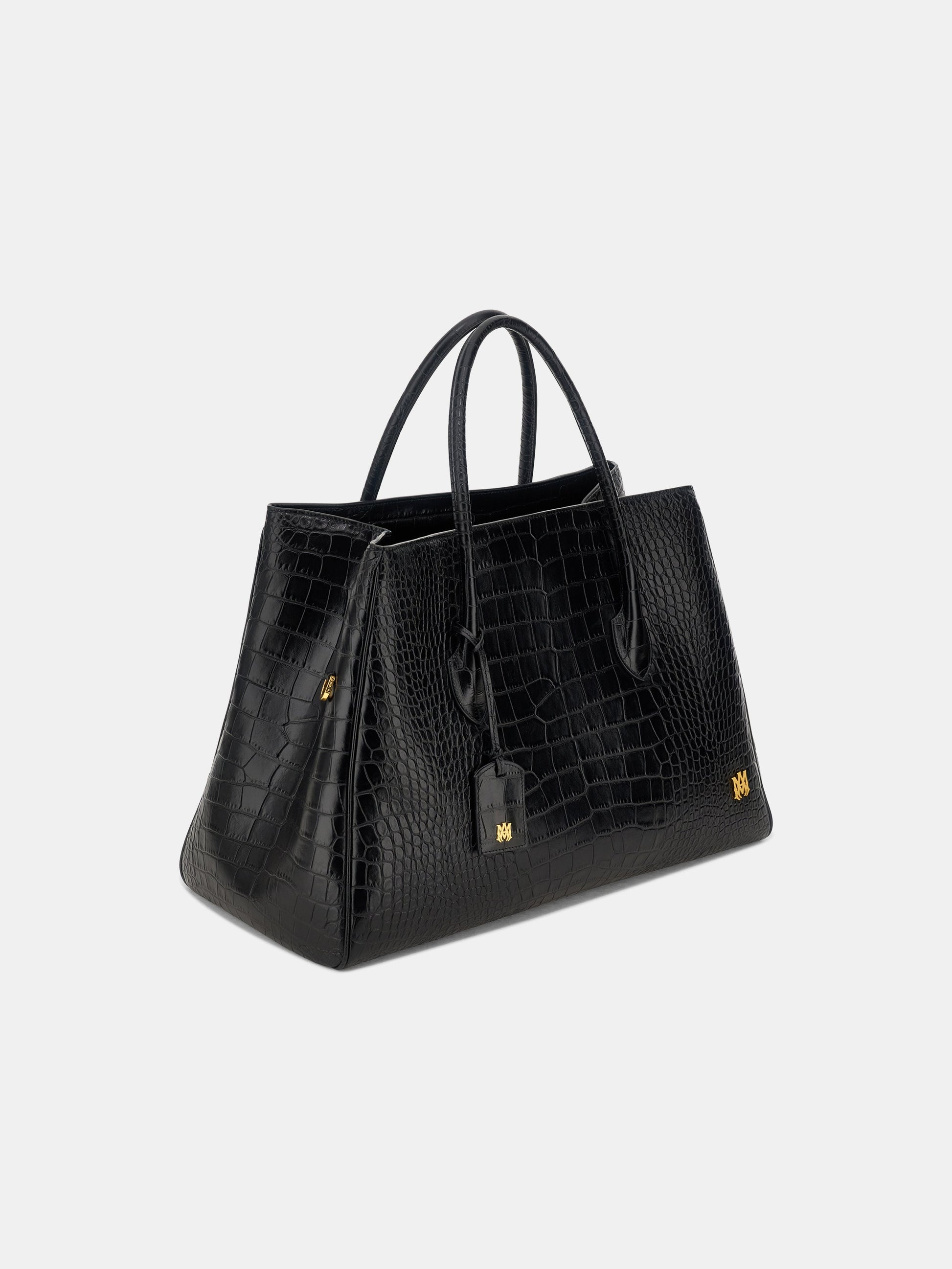 Embossed Croc Honey 50 Tote - Black | Amiri Online
