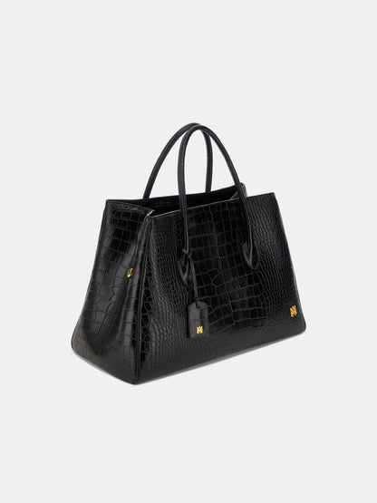 Embossed Croc Honey 50 Tote - Black | Amiri Online