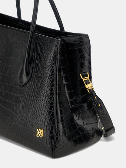Embossed Croc Honey 50 Tote - Black | Amiri Online